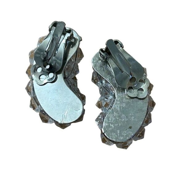 Gorgeous Vintage Clip On AB Earrings Wire Wrapped Huggers Aurora Borealis EUC - Picture 6 of 6